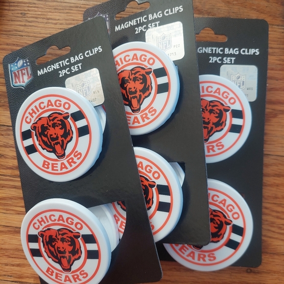 3Pcs NFL CHICAGO BEARS FOOD Clips 6 Total Clips Stocking Stuffers Gifts - Picture 1 of 3